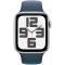 Apple Watch SE GPS 44mm Silver Aluminium Case with Storm Blue Sport Band - M/L,Model A2723