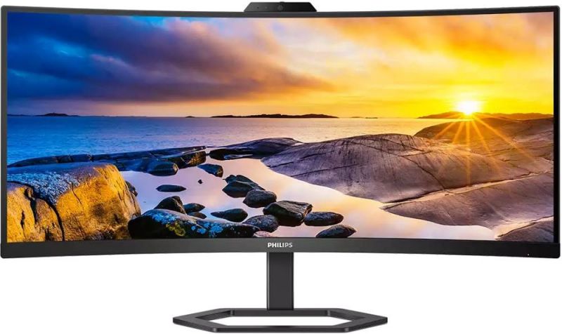 Монитор жидкокристаллический Philips 34E1C5600HE/01 LCD 34'' 21:9 3440x1440(UWQHD) VA, Curved, nonGLARE, 100 Hz, 300 cd/m2, H178°/V178°, 3000:1, 16.7M, 4ms, HDMI, DP, USB-C, USB-Hub, Height adj, Tilt, Speakers, 3Y, Black