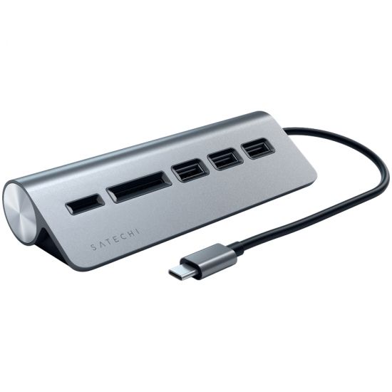 SATECHI Type-C Aluminum USB 3.0 Hub & Card Reader Space Gray