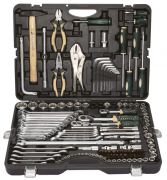 Набор инструментов 142+6 предметов 1/4" 3/8" 1/2" (6-гран.)(4-36мм; 27,30,32,36-12гр.)+(ключи трещоточные:8х10,12х13,14х15,16х17,18х19мм, бокорезы-7") ROCKFORCE RF-41421-5 PREMIUM 28545