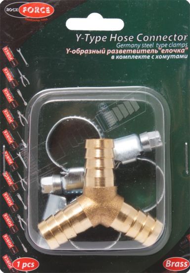 Y-образный разветвитель"елочка" 8мм + хомуты для крепежа (в блистере) ROCKFORCE RF-E102-5/2 1764