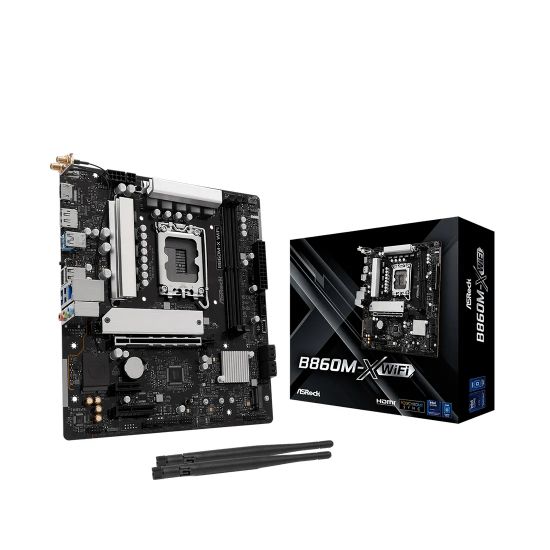 Материнская плата ASRock B860M-X WIFI LGA1851 2xDDR5 4xSATA 2xM.2 1xHDMI 1xDP WiFi mATX