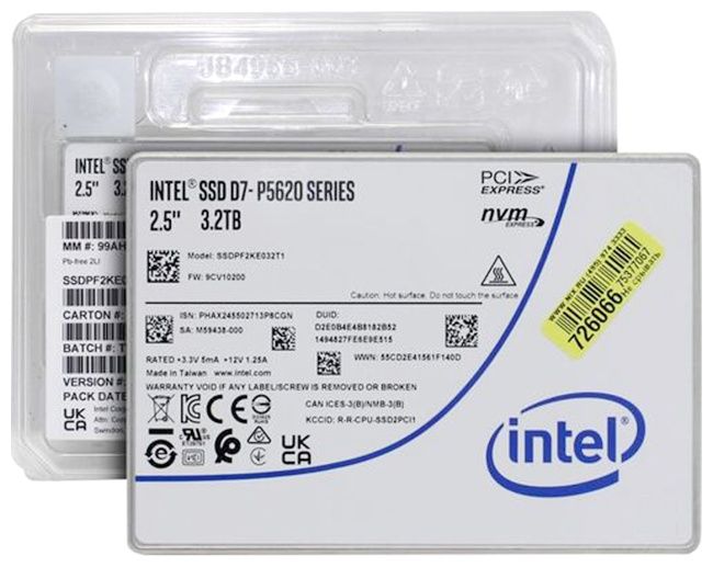 Intel SSD D7-P5620 Series (3.2TB, 2.5in PCIe 4.0 x4, 3D4, TLC) Generic No OPAL Single Pack