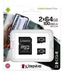 Карта памяти MicroSD 64GB Class 10 UHS-I Kingston SDCS2/64GB-2P1A