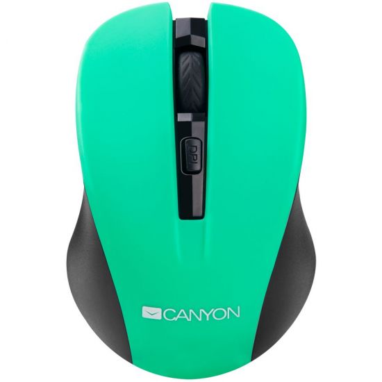 CNE-CMSW1GR CANYON мышь, цвет - зеленый, беспроводная 2.4 Гц, DPI 800/1000/1200 DPI, 3 кнопки и колесо прокрутки, прорезиненное покрытие
