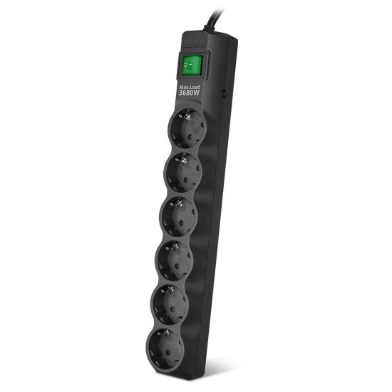 Сетевой фильтр SVEN SF-06E-16 3 m (6 sockets) . черный
