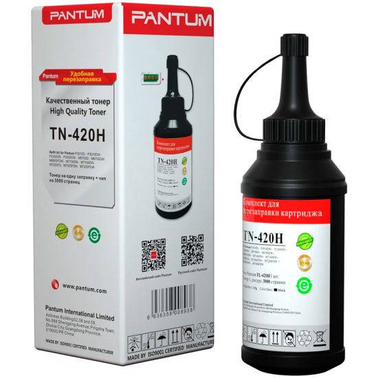 Pantum TN-420HP 3000 pages refill kits,1 chip + 1 bottle of toner powder, each chip can print 3000 pages and each bottle of toner powder can print 3000 pages, use for cartridge TL-420E/TL-420/TL-420H/TL-420X