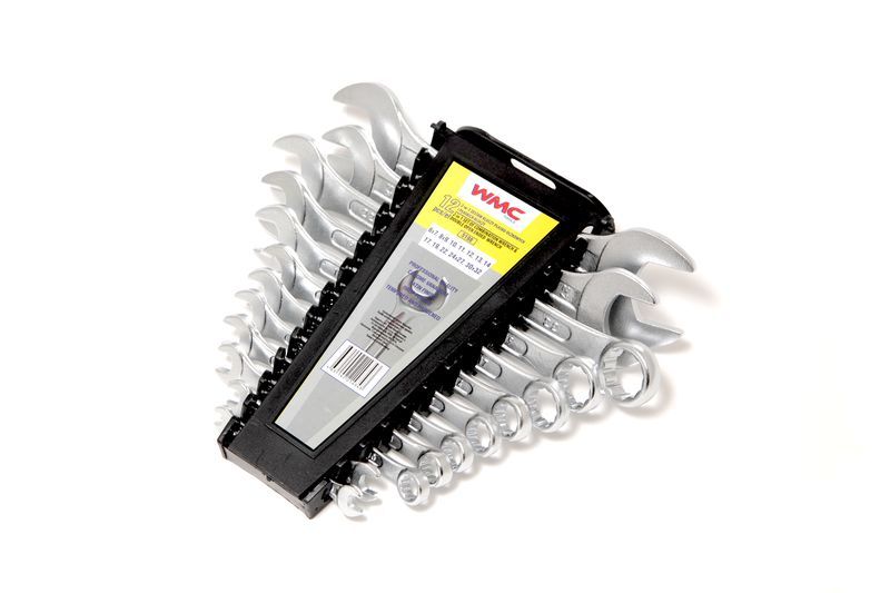 Набор ключей рожковых и комбинированных 12 предметов (6х7,8х9,10,11,12,13,14,17,19,22,24х27,30х32мм), в пластиковом держателе WMC TOOLS 5198 47104