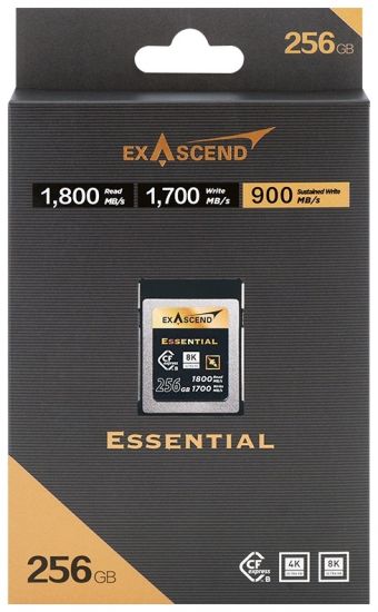 Карта памяти CFexpress Type B, 256Gb, Exascend Essential, 8K UltraHD, PCIe3.0, R1800/W1700