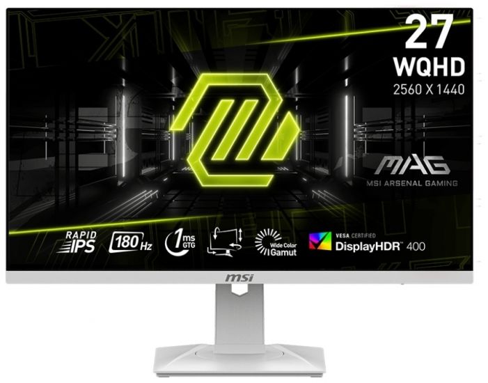 Игровой Монитор 27" MSI MAG 274QRFW Rapid IPS 2560х1440 180Hz 1ms 400cd/m 100млн:1 2xHDMI 1xDP 1xUSB-C  VESA DisplayHDR 400,  Регулировка по высоте до 130мм, Поворот Экрана Белый