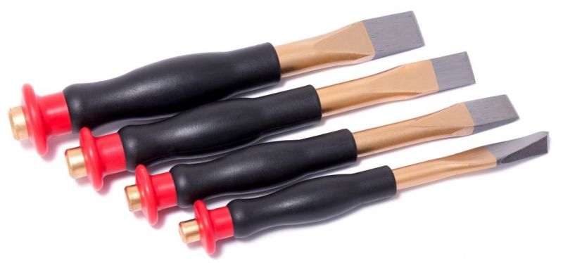 Набор зубил с эргономическими рукоятками, 4 предмета(19х205, 16х200, 14х190, 11х180мм), в блистере ROCKFORCE RF-5049 16394