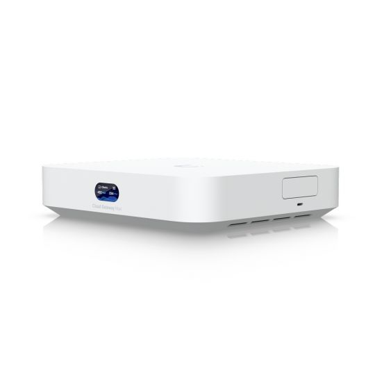 Ubiquiti UCG-MAX-EU Compact 2.5G Cloud Gateway with 30  UniFi device / 300  client support, 1.5 Gbps IPS routing, and selectable NVR storage, 1.5 Gbps routing with IDS/IPS, 512 GB NVMe SSD storage for NVR