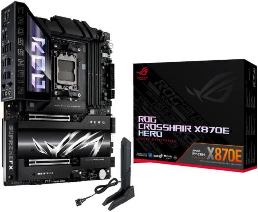 Материнская плата ASUS ROG CROSSHAIR X870E HERO AM5 4xDDR5 4xSATA Raid 5xM.2 1xSlimSAS, 10xUSB, ATX