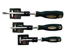 Отвертка шлицевая магнитная "Profi" S2 SL5.5х100мм, в пластиковом держателе ROCKFORCE RF-70155100 27183