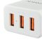 CANYON H-05 Universal 3xUSB AC charger (in wall) with over-voltage protection, Input 100V-240V, Output 5V-4.2A, with Smart IC, white glossy color  orange plastic part of USB, 89*46.3*27.2mm, 0.063kg