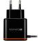 CANYON H-042 Universal 1xUSB AC charger (in wall) with over-voltage protection, plus Type C USB connector, Input 100V-240V, Output 5V-2.1A, with Smart IC, black (orange stripe)​, cable length 1m, 81*47.2*27mm, 0.059kg