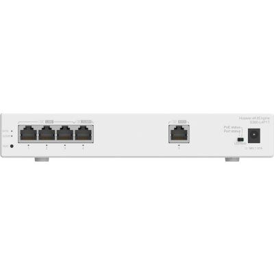 Шлюз мультисервисный Huawei S380-L4P1T (1xGE WAN, 4xGE LAN, PoE+ 50W, 150 users, f.performance 2Gbps,12V DC)