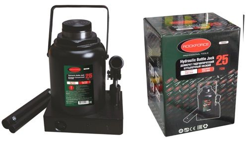 Домкрат бутылочный 25т низкопрофильный (высота подхвата - 240мм, высота подъема - 375мм, ход штока - 135мм) ROCKFORCE RF-T92507 15108