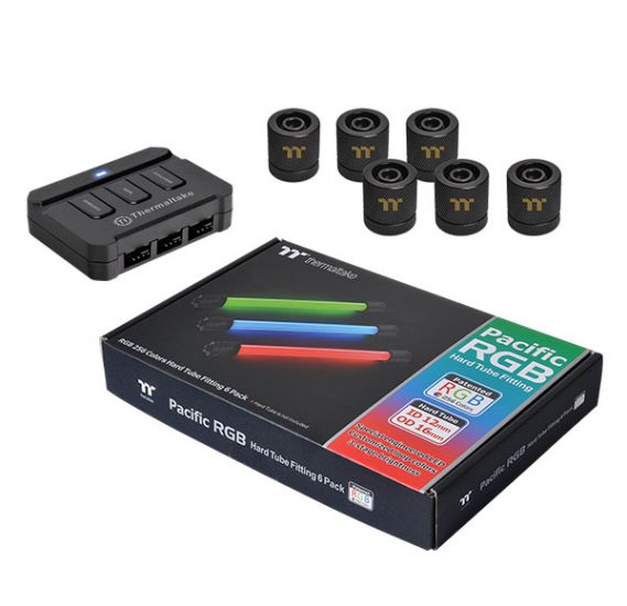 Фитинги Thermaltake Pacific RGB G1/4 PETG Tube 16mm OD 12mm ID Fitting 6Pack, CL-W133-CU00BL-A