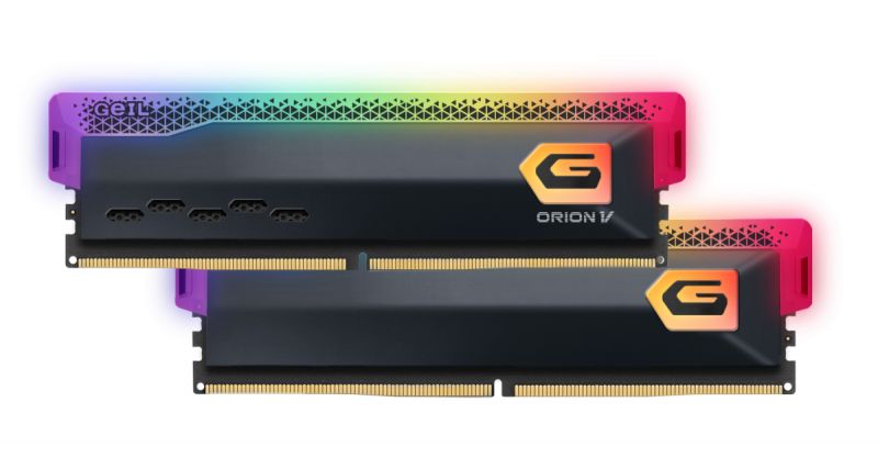 Оперативная память с RGB подсветкой 32GB Kit (2x16GB) GEIL Orion V RGB 5200Mhz DDR5 PC5-41600, 38-44-44-84, 1.25V, GVSG532GB5200C38BDC Titanium Gray