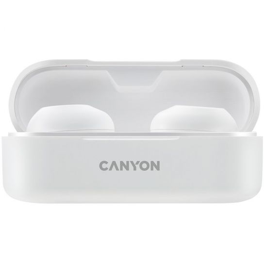 Canyon TWS-1 Bluetooth headset, with microphone, BT V5.0, Bluetrum AB5376A2, battery EarBud 45mAh*2 Charging Case 300mAh, cable length 0.3m, 66*28*24mm, 0.04kg, White