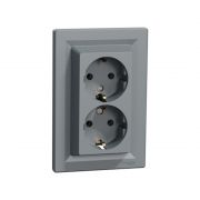 Розетка двойная SE EPH9900162 Asfora с заземлением в сборе винтовой СТАЛЬ