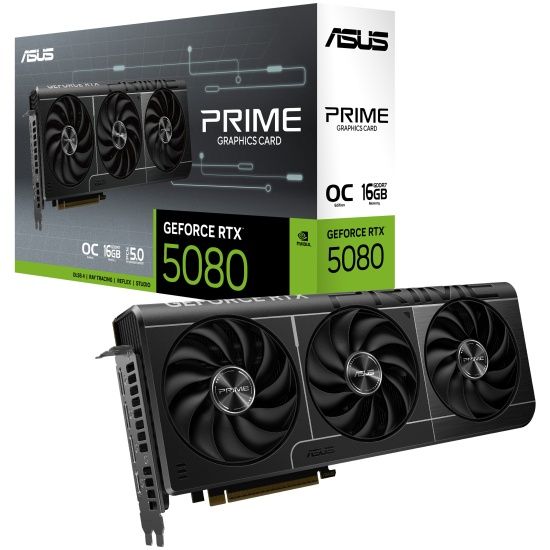 Видеокарта ASUS PRIME-RTX5080-O16G, RTX 5080, 16G OC GDDR7, 256bit, HDMI, DP, BOX