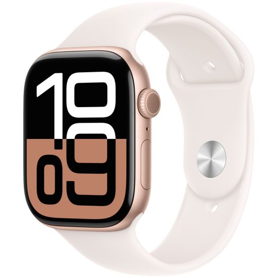 Apple Watch Series 10 GPS 46mm Rose Gold Aluminium Case with Light Blush Sport Band - S/M,Model A2999