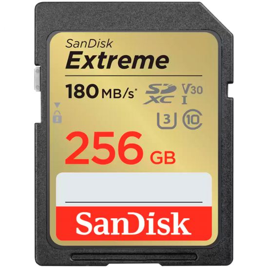 SanDisk Extreme PLUS 256GB SDXC Memory Card + 2 years RescuePRO Deluxe up to 190MB/s & 130MB/s Read/Write speeds, UHS-I, Class 10, U3, V30