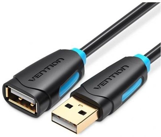 Кабель Vention USB 2.0, M-F Extension Cable 1м, Black