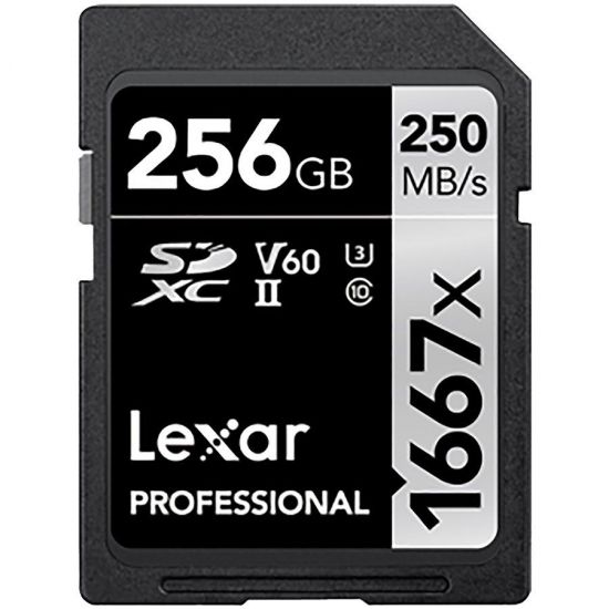 256GB Lexar Professional 1066x SDXC UHS-II cards, up to 160MB/s read 120MB/s write C10 V30 U3