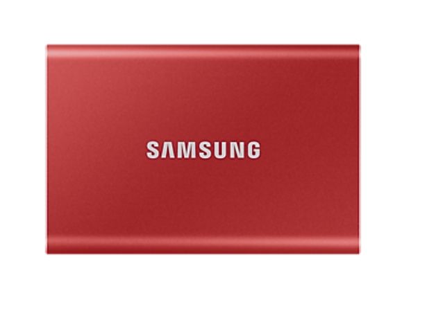 Внешний SSD  500Gb Samsung T7  USB 3.2 Gen.2 (10 Гбит/c)  Шифрования данных AES 256, Красный MU-PC500R/WW