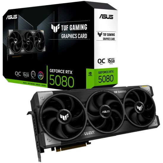 Видеокарта ASUS TUF Gaming GeForce RTX5080 16GB GDDR7 OC Edition, 16GB GDDR7 256-bit 2xHDMI 3xDP TUF-RTX5080-O16G-GAMING