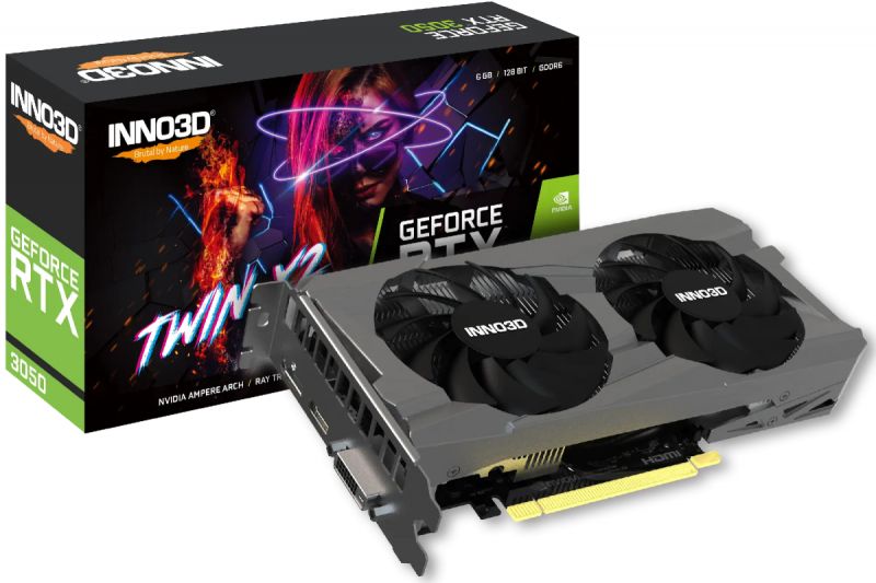 Видеокарта Inno3D GeForce RTX3050 TWIN X2, 6G GDDR6 96-bit HDMI DP DVI N30502-06D6-1711VA60