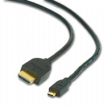 Кабель HDMI-microHDMI Cablexpert CC-HDMID-10, 19M/19M, 3.0м, v1.3, черный, позол.разъемы, экран, пак