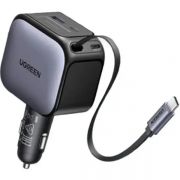 Автомобильное ЗУ Ugreen EC604  145W 2C1A Fast Car Charger with Retractable Cable,55910B