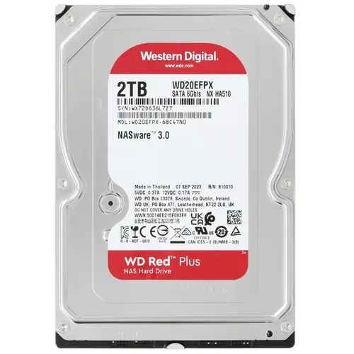 Жесткий диск для NAS систем HDD  2Tb Western Digital RED Plus SATA 6Gb/s 3.5" 64Mb 5400rpm WD20EFPX