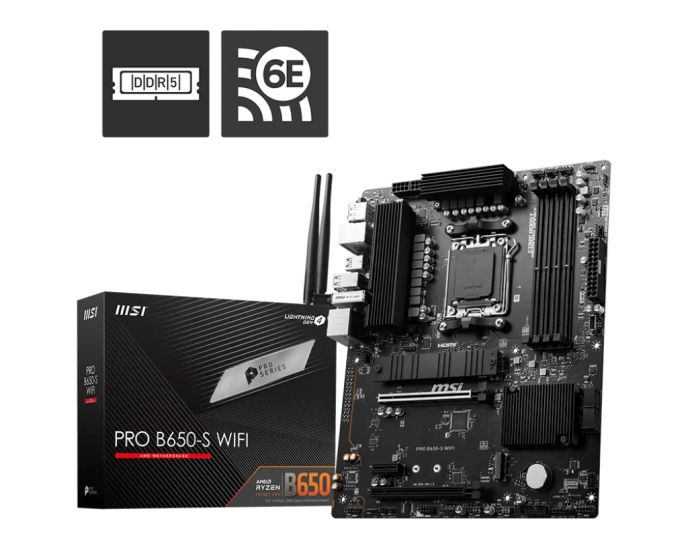 Материнская плата MSI PRO B650-S WIFI AM5 B650 4xDDR5 4xSATA3 RAID 2xM.2 HDMI DP ATX